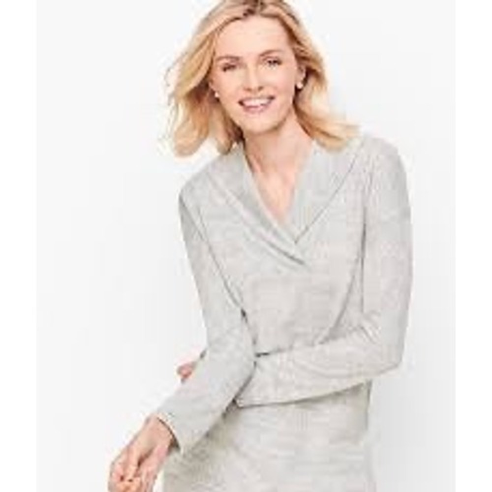 T by Talbots Neck‎ Pullover Melange Shawl Collar Size XL Gray Athleisure Relaxed